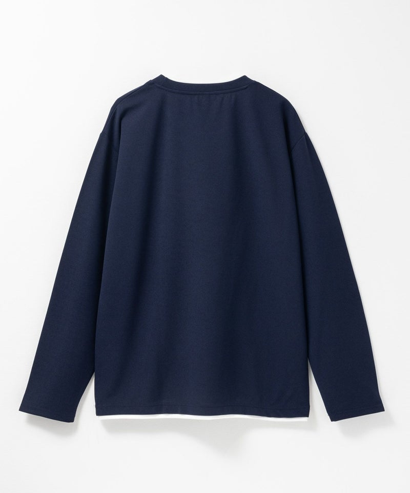 [値下げ]NAVY  時短フェイクレイヤードクルーネック長袖Tシャツ メンズ商品画像-6