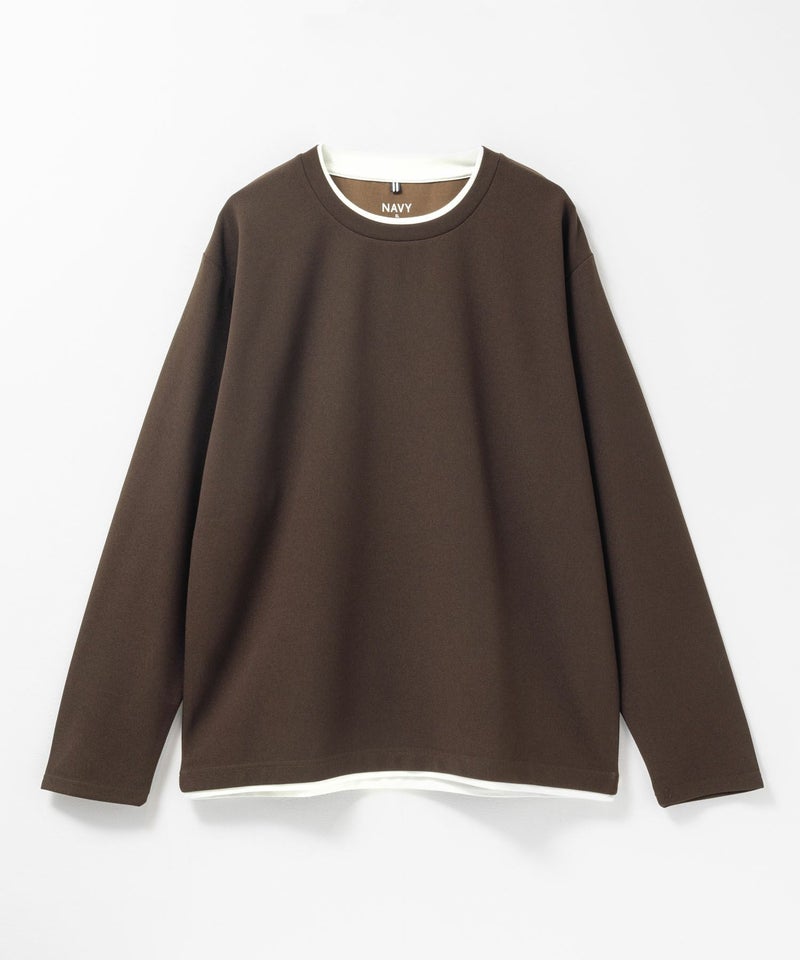 [値下げ]NAVY  時短フェイクレイヤードクルーネック長袖Tシャツ メンズ商品画像-7