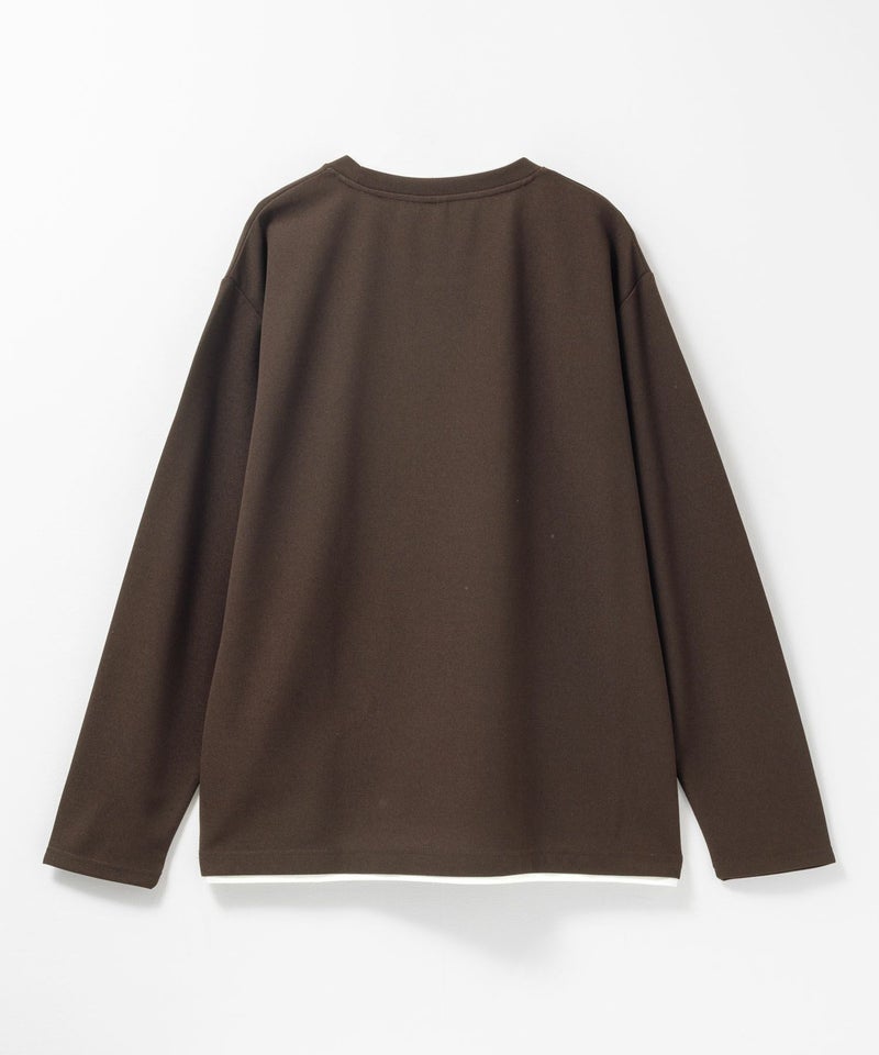 [値下げ]NAVY  時短フェイクレイヤードクルーネック長袖Tシャツ メンズ商品画像-8