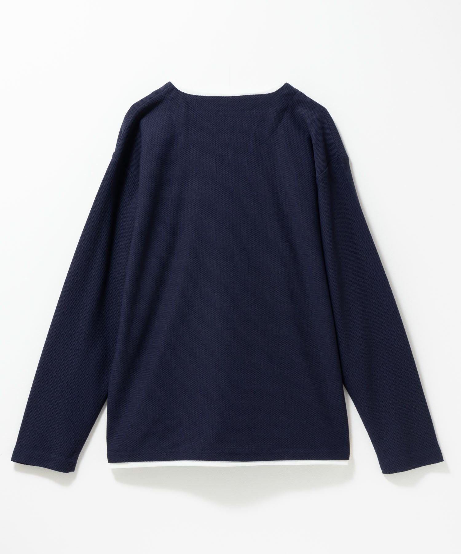 NAVY 時短フェイクレイヤードワッフルキーネックTシャツ メンズ