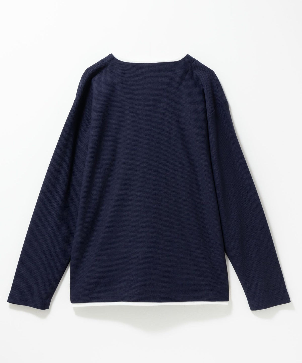 NAVY 時短フェイクレイヤードワッフルキーネックTシャツ メンズ