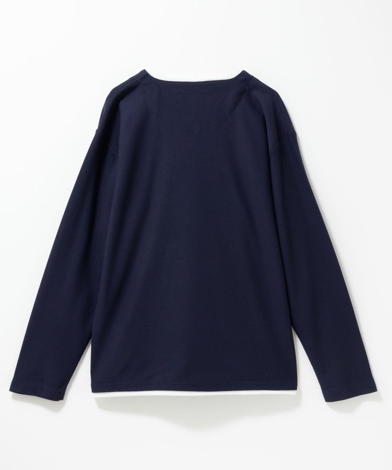 [値下げ]NAVY  時短フェイクレイヤードワッフルキーネックTシャツ メンズ商品画像-2