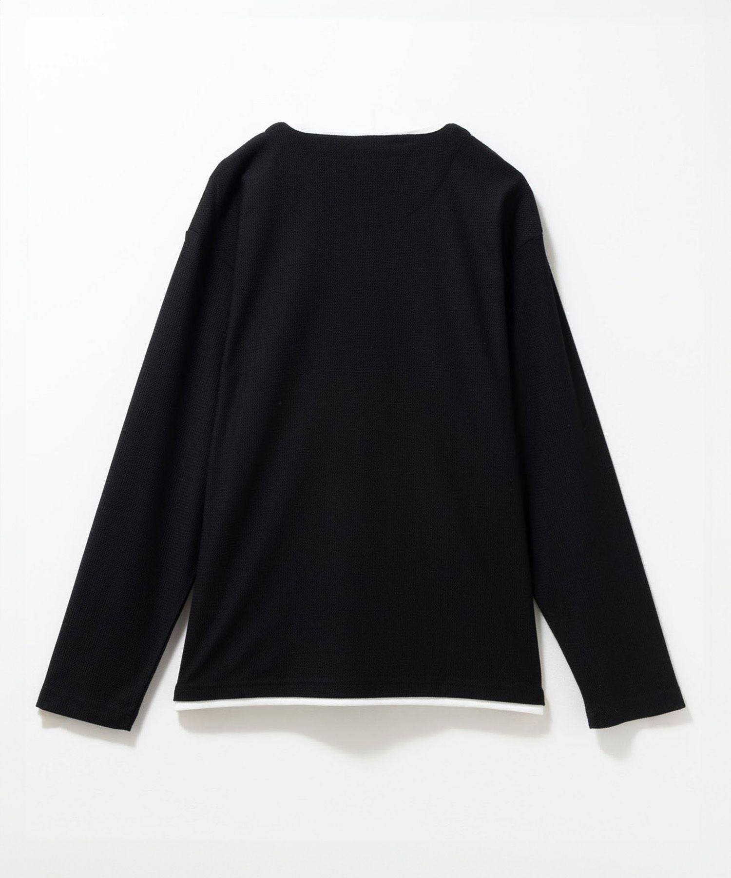 NAVY 時短フェイクレイヤードワッフルキーネックTシャツ メンズ