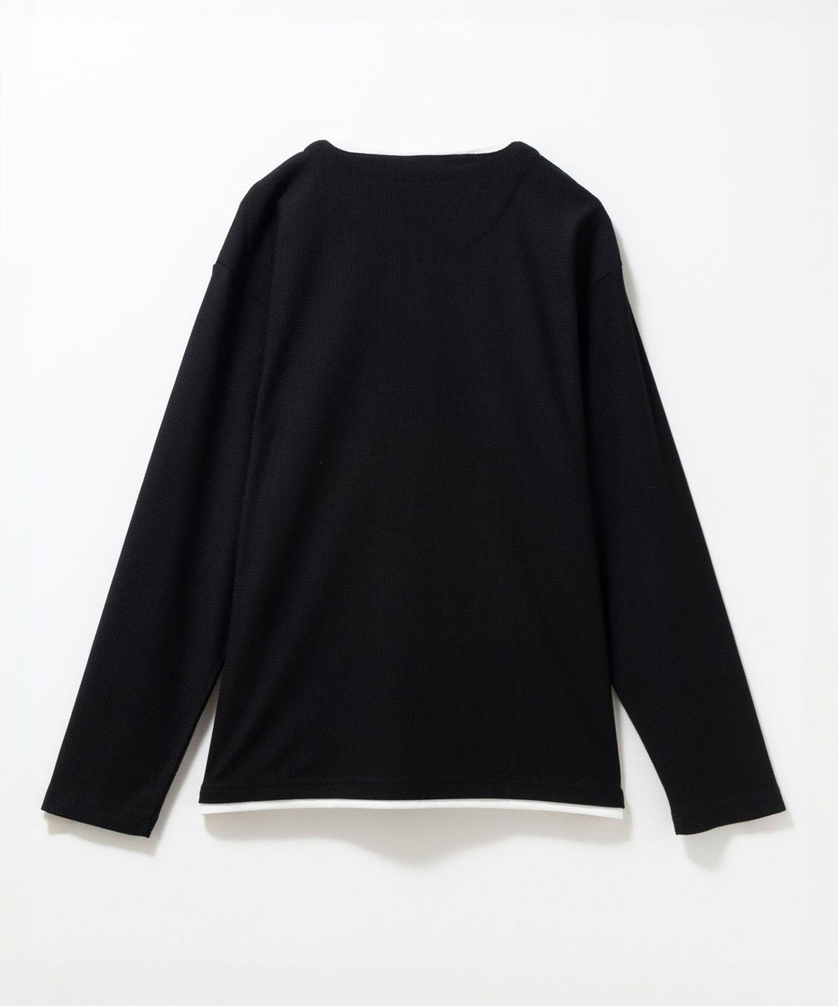 NAVY 時短フェイクレイヤードワッフルキーネックTシャツ メンズ