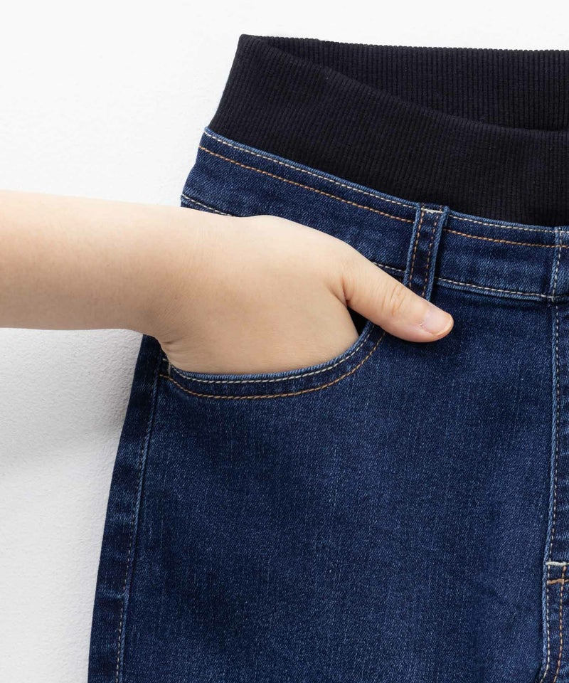 NAVY  のびるモン ストレッチデニムストレートパンツ ウエストリブパンツ キッズ商品画像-14