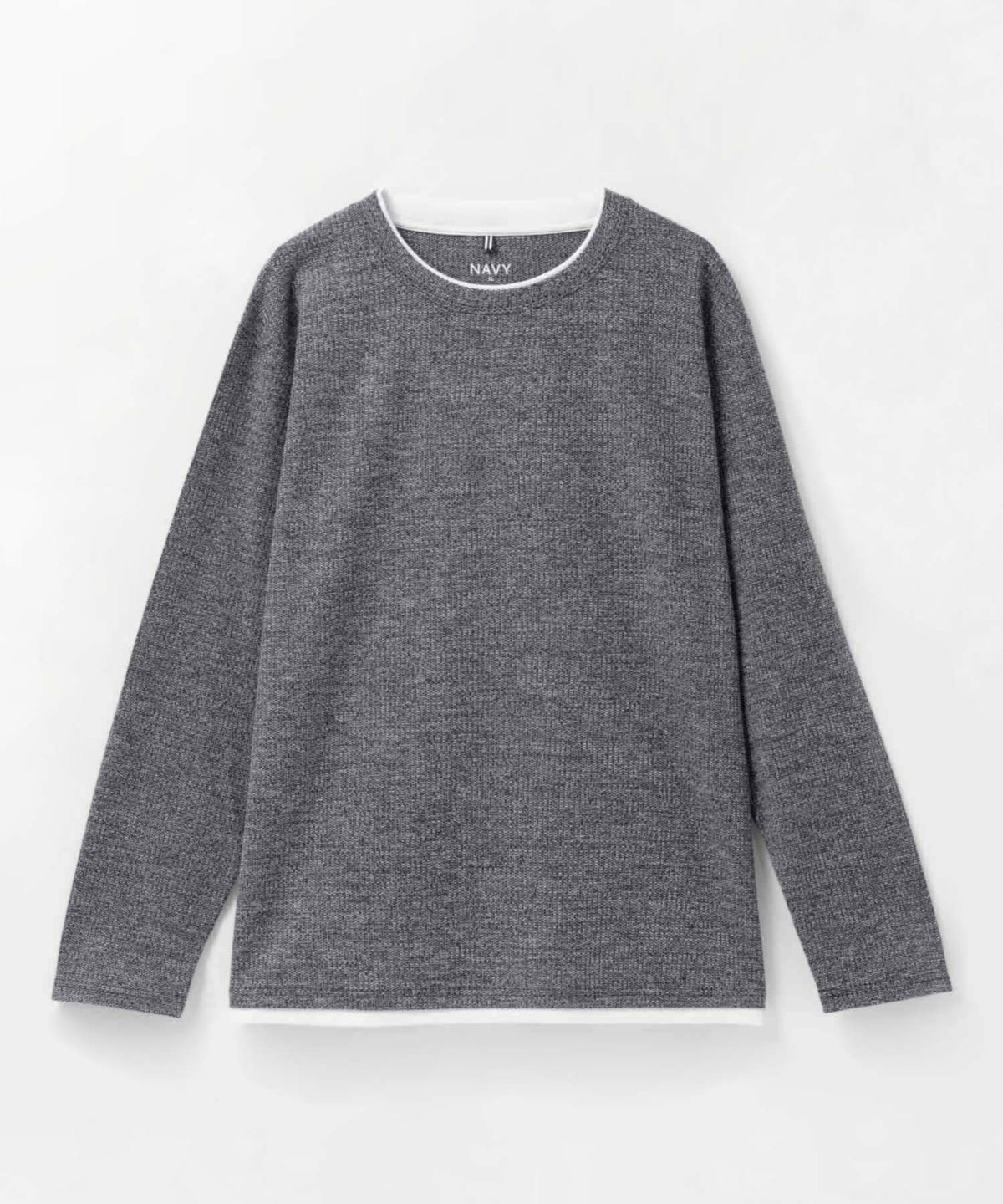 NAVY 時短メランジダブルクルーネックTシャツ メンズ
