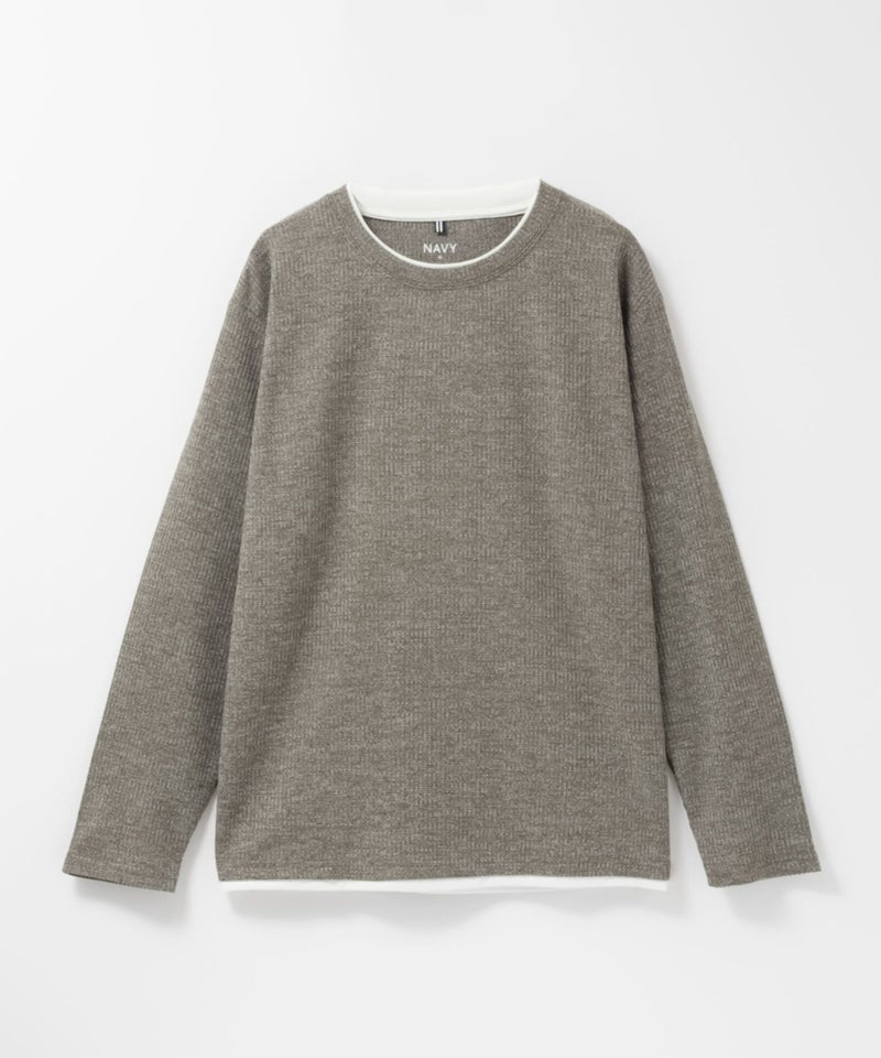 NAVY  時短メランジダブルクルーネックTシャツ メンズ商品画像-5