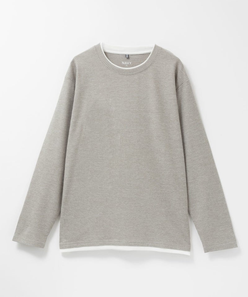 NAVY  時短メランジダブルクルーネックTシャツ メンズ商品画像-9