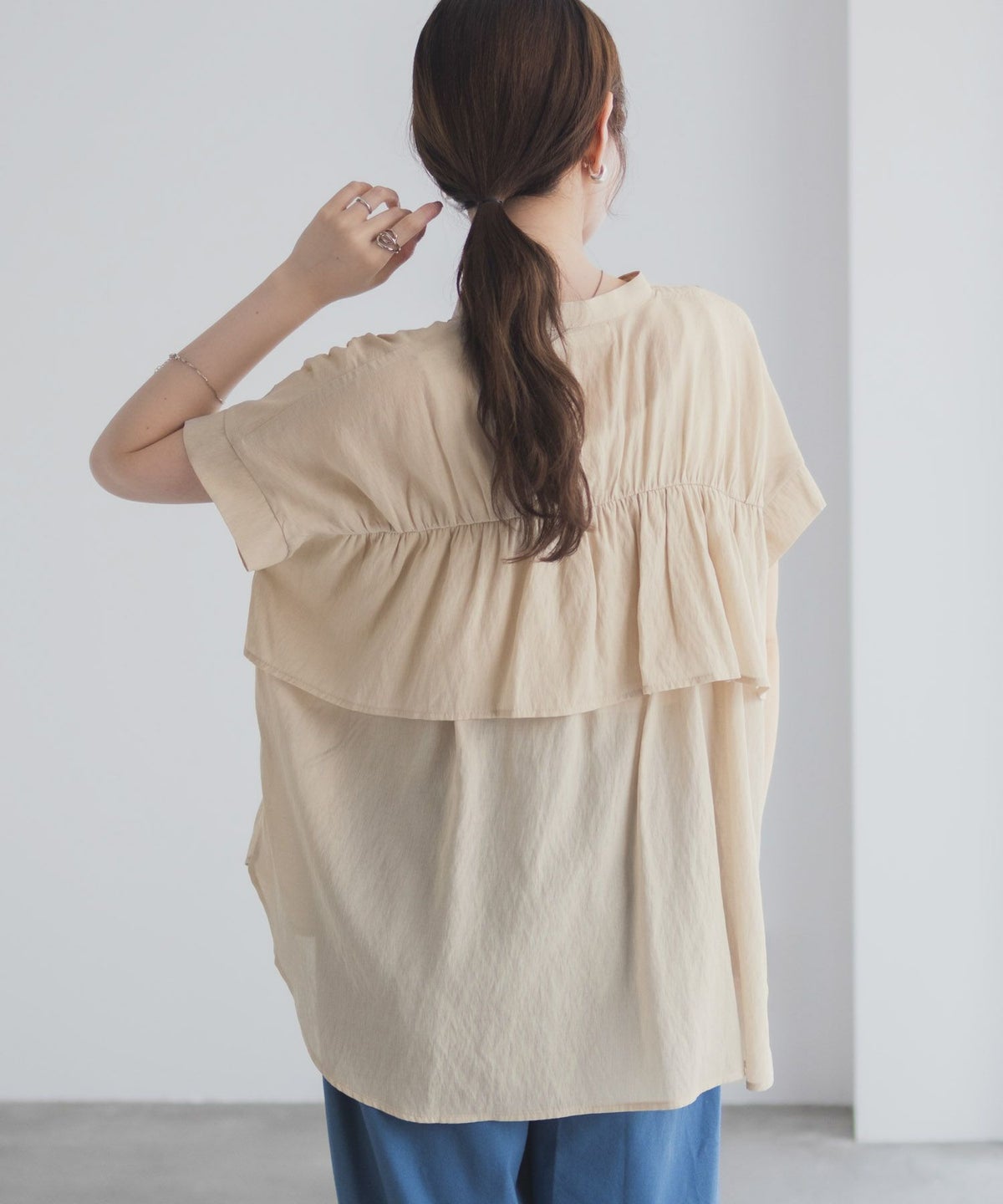 Idnes スキッパーシアーブラウス レディース