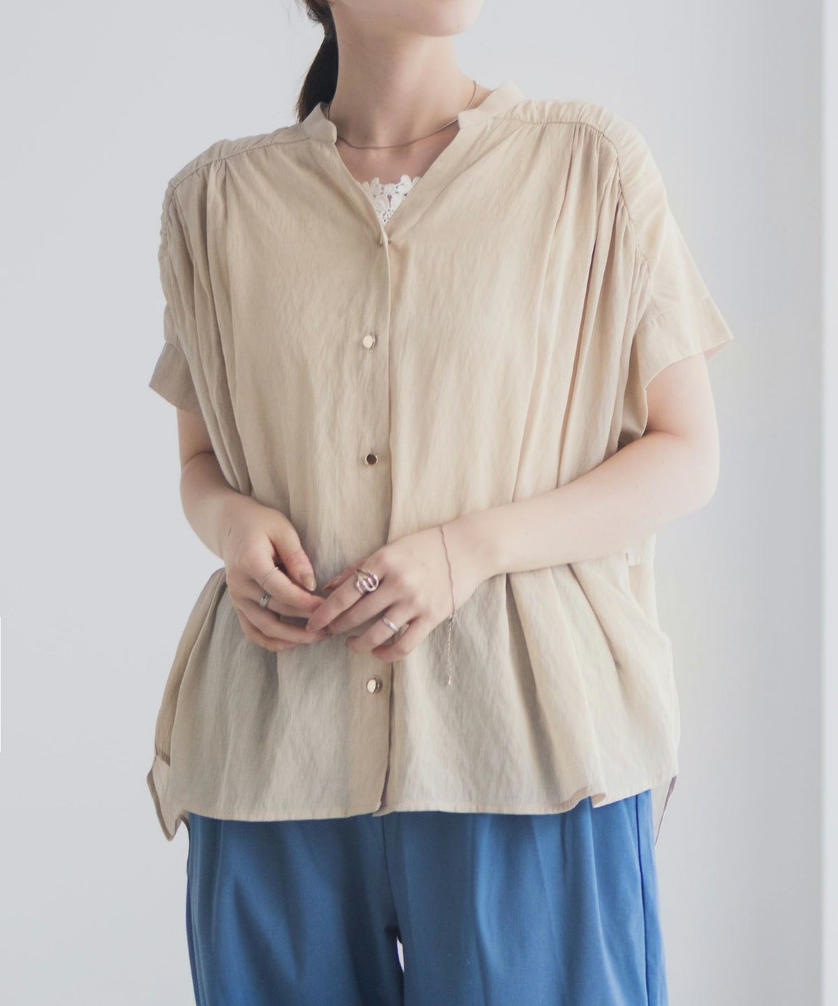 Idnes スキッパーシアーブラウス レディース