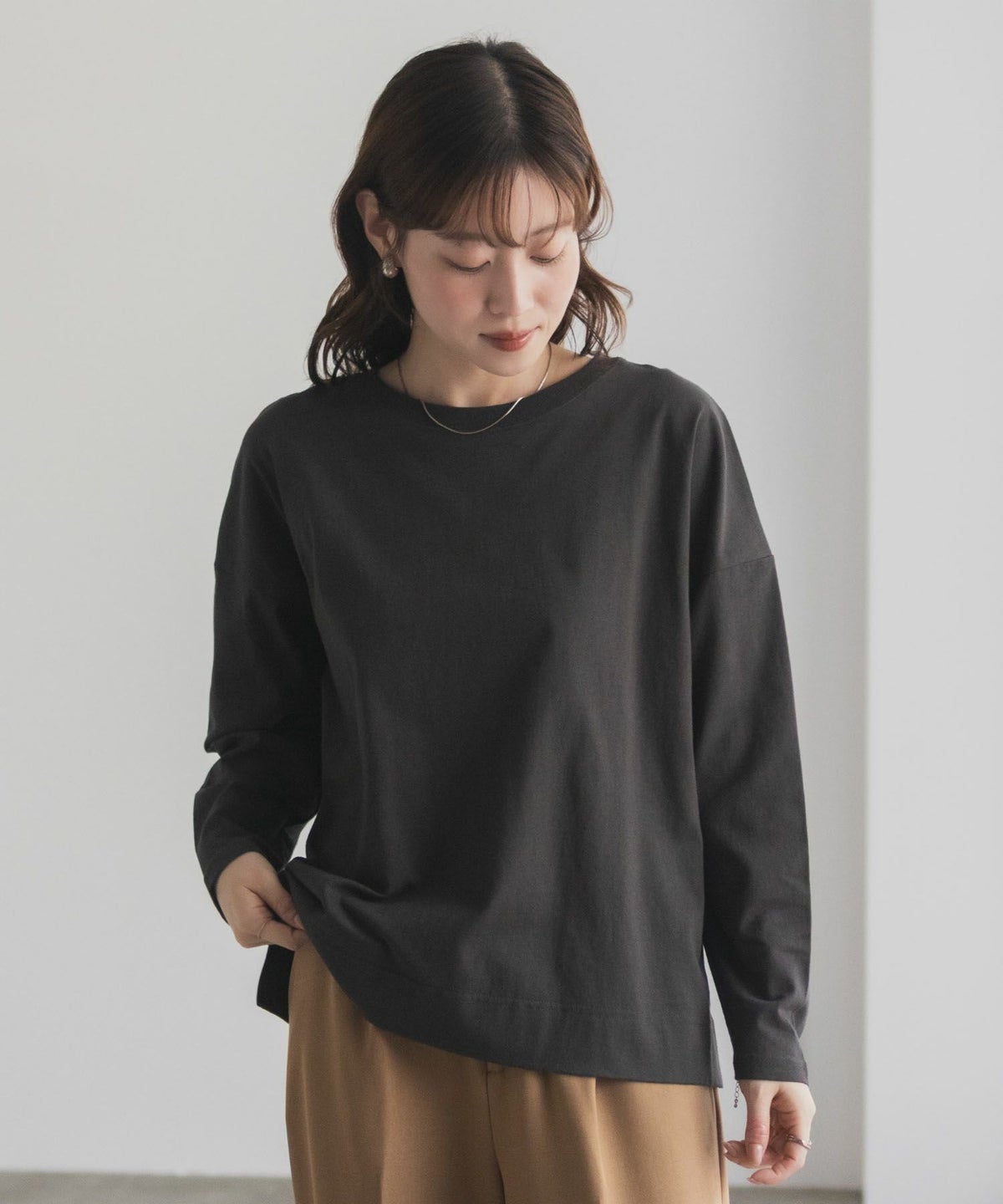 nAvy エブリーT 裾スリット長袖Tシャツ レディース ネコポス 対応商品