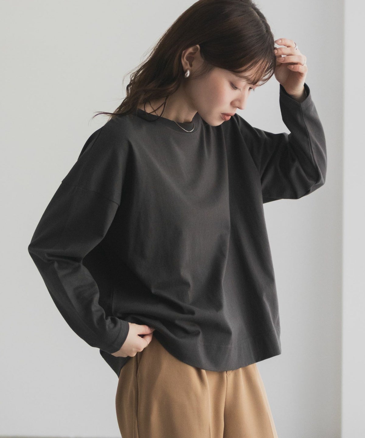 nAvy エブリーT 裾スリット長袖Tシャツ レディース ネコポス 対応商品