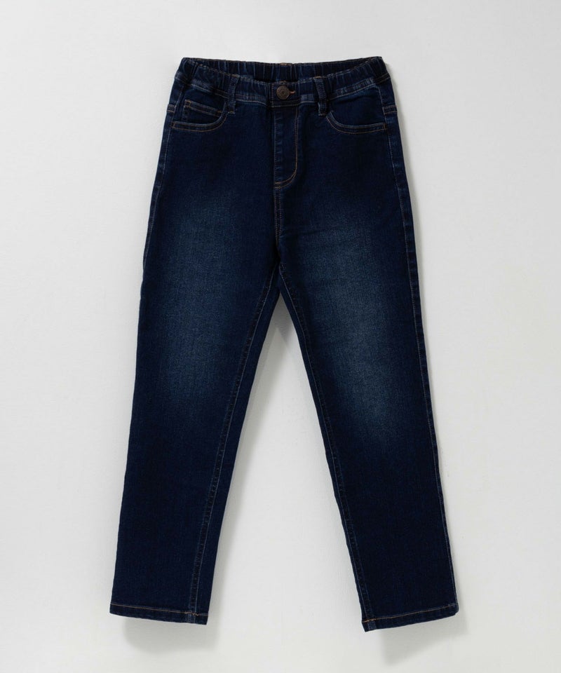 NAVY  のびるモン ストレッチデニムストレートパンツ ウエストギャザーパンツ キッズ商品画像-1