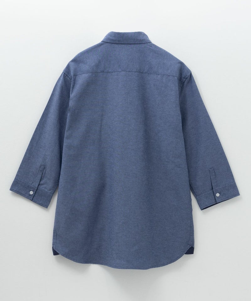 NAVY ギミックオックスボタンダウン7分袖シャツ メンズ商品画像-6