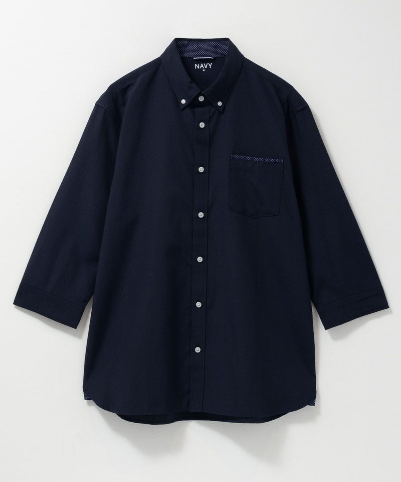 NAVY ギミックオックスボタンダウン7分袖シャツ メンズ商品画像-7