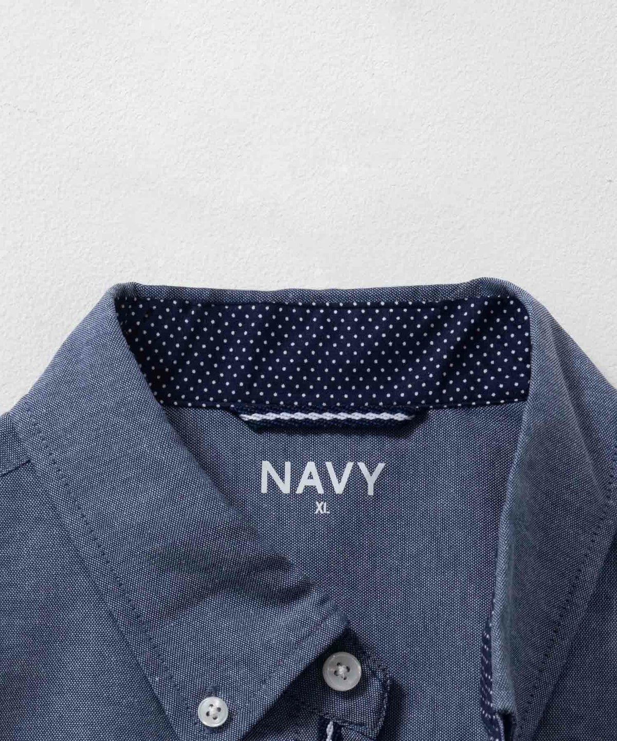 NAVY ギミックオックスボタンダウン7分袖シャツ メンズ