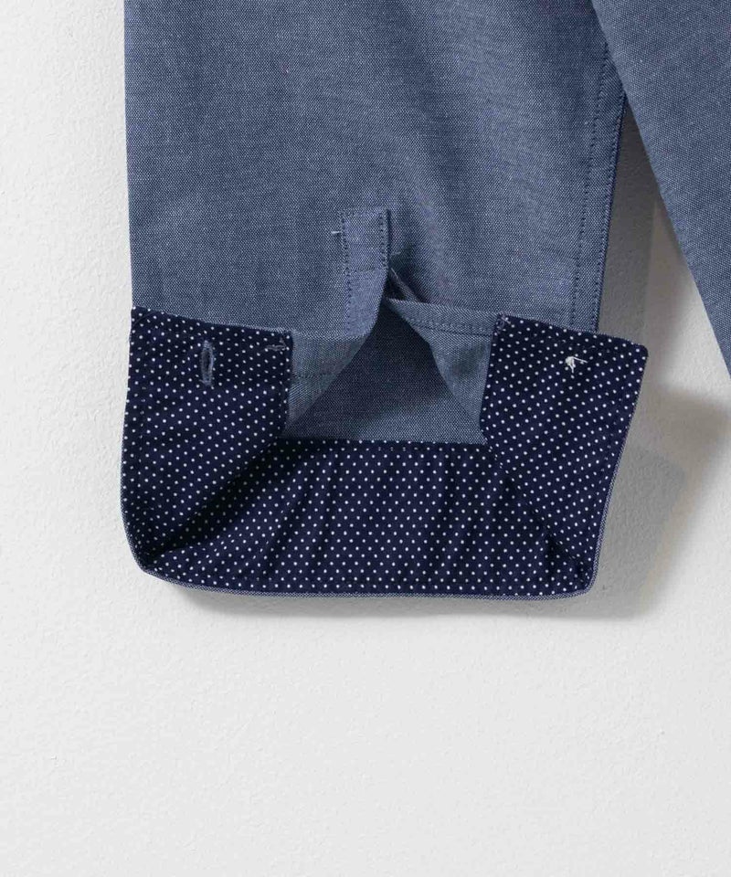 NAVY ギミックオックスボタンダウン7分袖シャツ メンズ商品画像-12