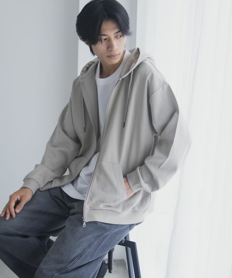 URBAN COLLECTION ふくれジャガードフルジップパーカー メンズ商品画像-2