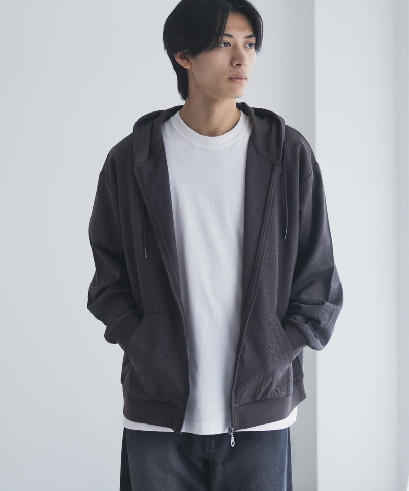 URBAN COLLECTION ふくれジャガードフルジップパーカー メンズ商品画像-3