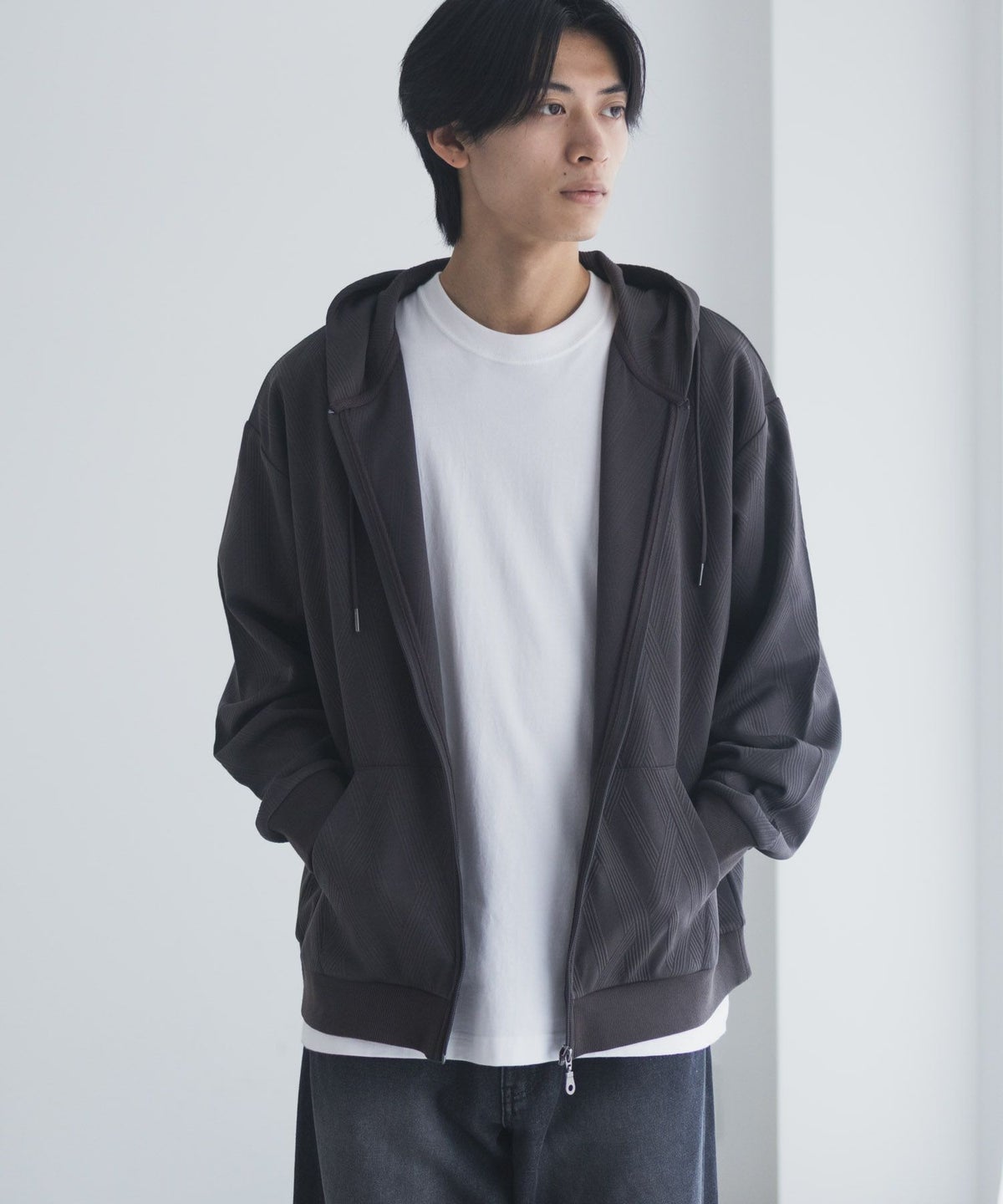 URBAN COLLECTION ふくれジャガードフルジップパーカー メンズ