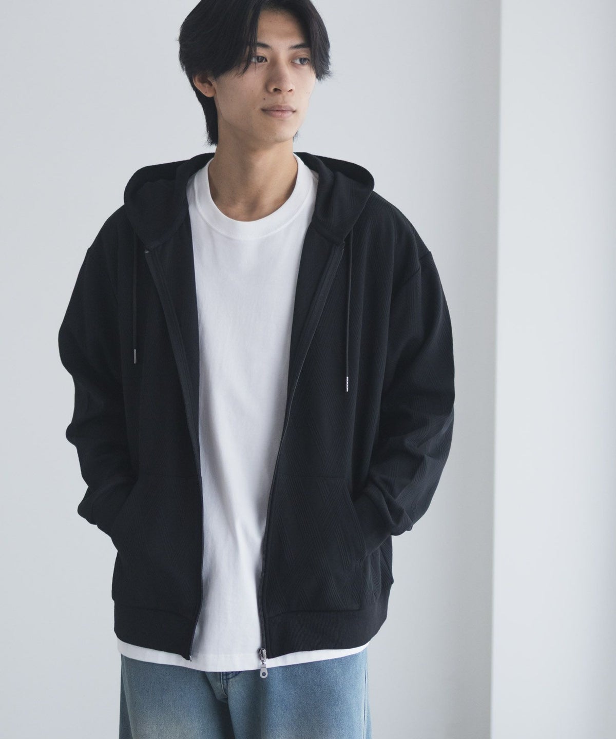 URBAN COLLECTION ふくれジャガードフルジップパーカー メンズ