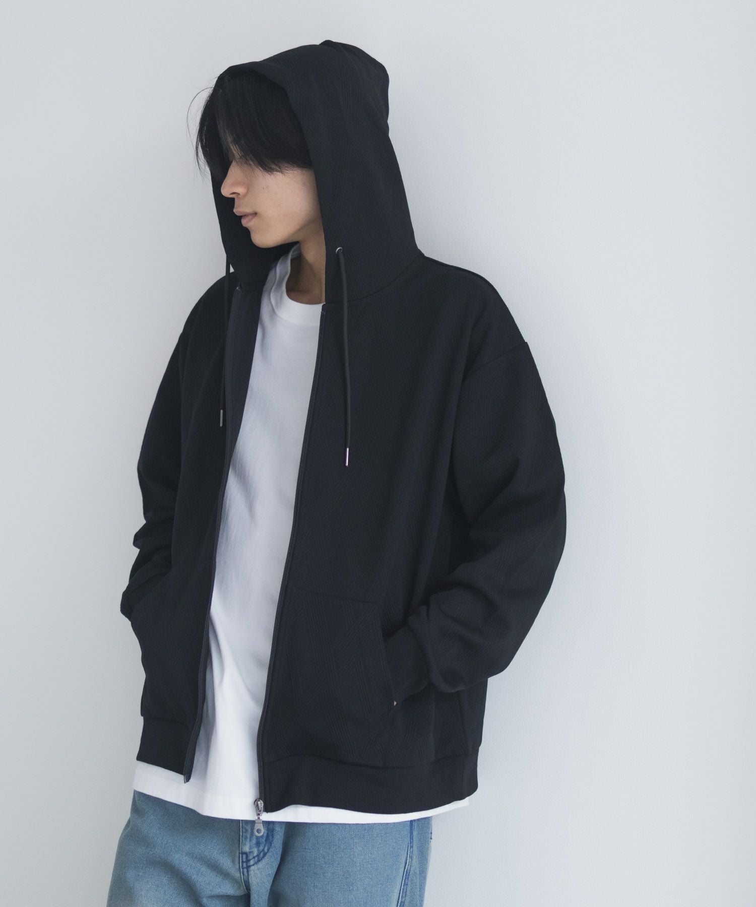URBAN COLLECTION ふくれジャガードフルジップパーカー メンズ