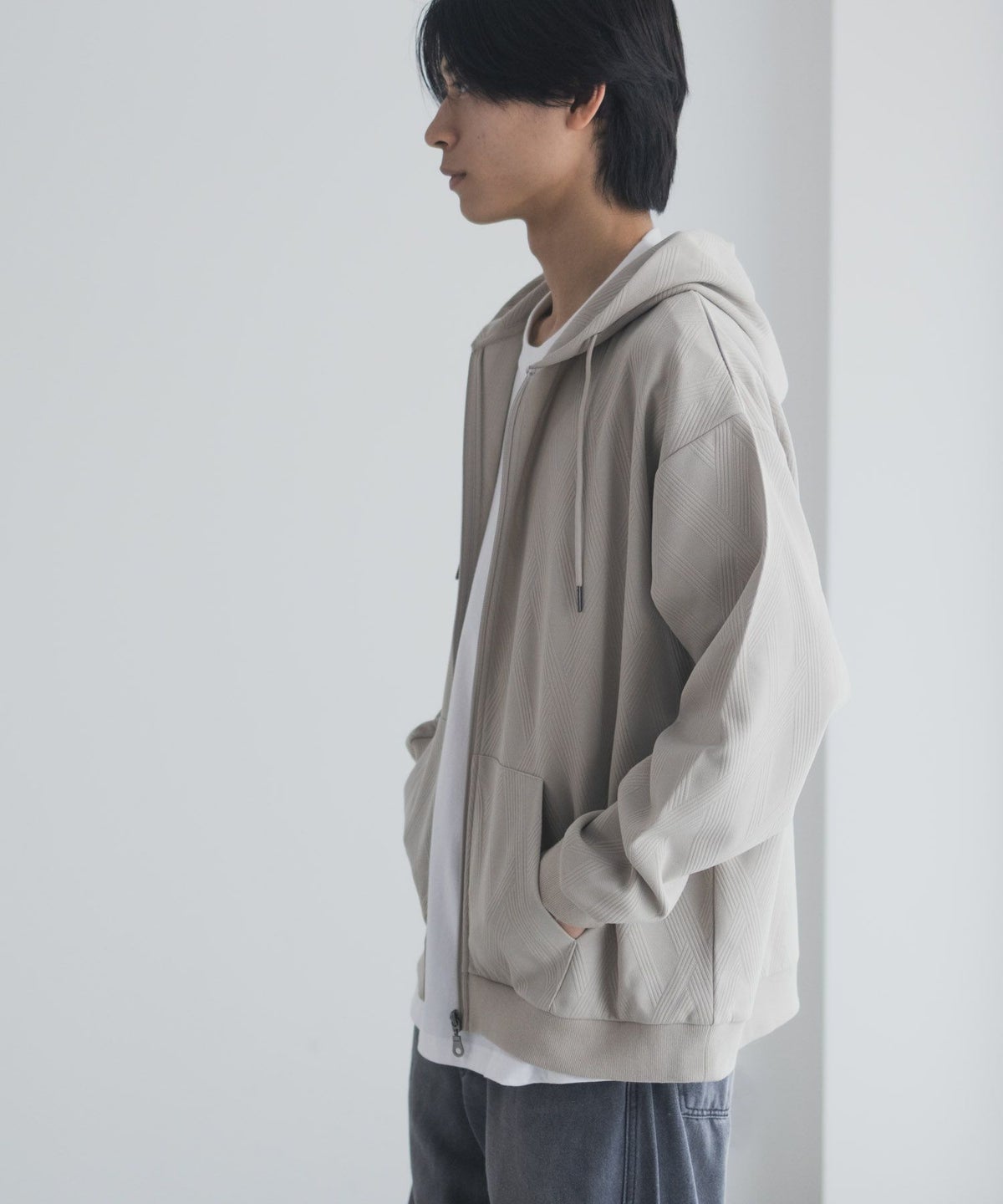 URBAN COLLECTION ふくれジャガードフルジップパーカー メンズ