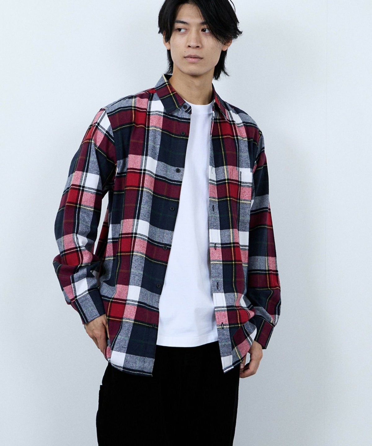 NAVY ソフトフランネルシャツ メンズ