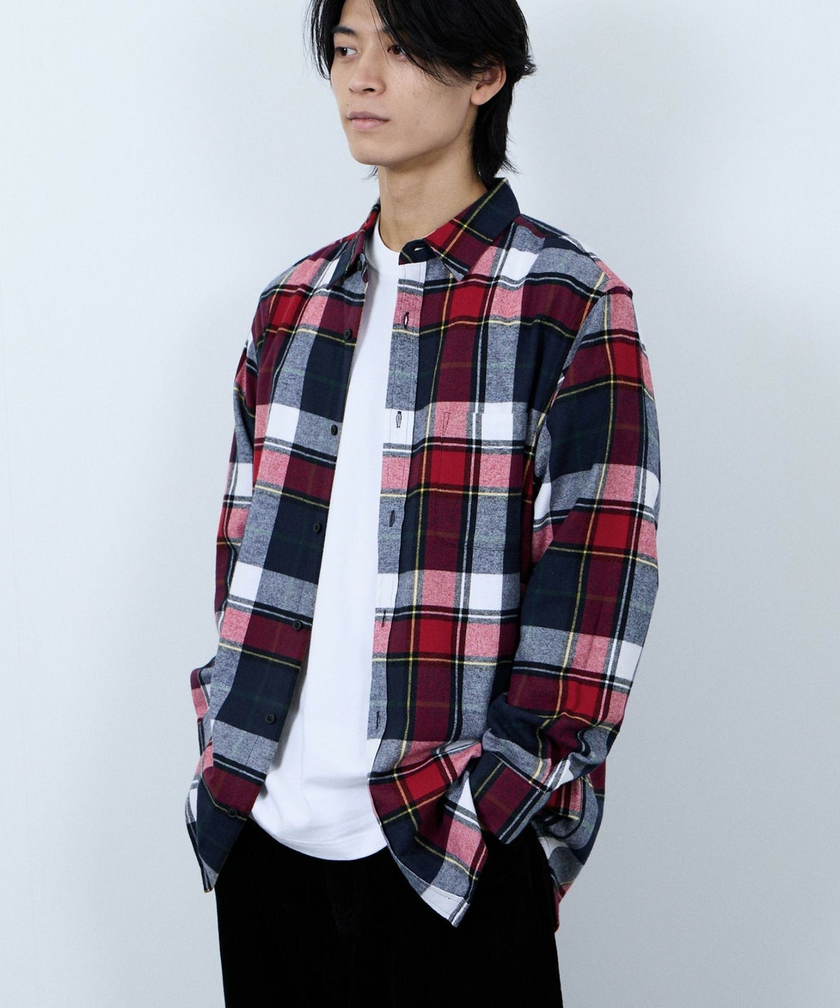 NAVY ソフトフランネルシャツ メンズ