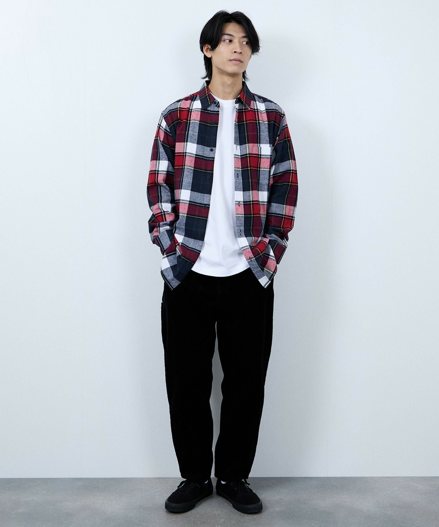 NAVY ソフトフランネルシャツ メンズ