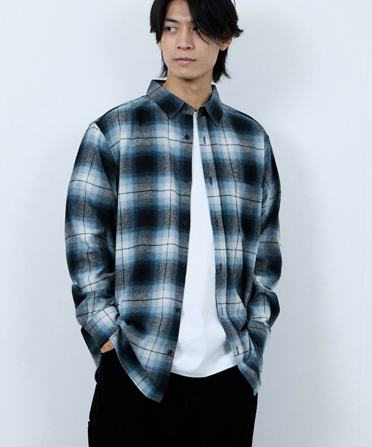 NAVY ソフトフランネルシャツ メンズ