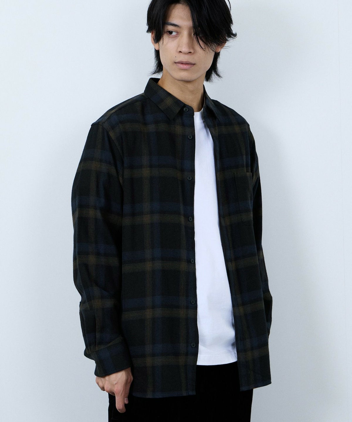 NAVY ソフトフランネルシャツ メンズ