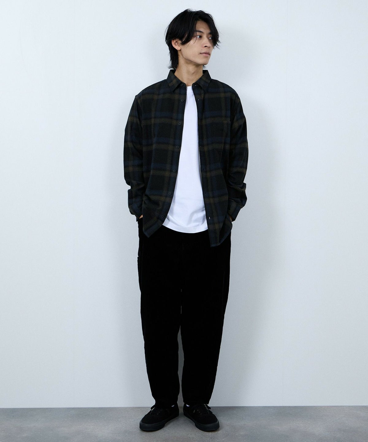 NAVY ソフトフランネルシャツ メンズ