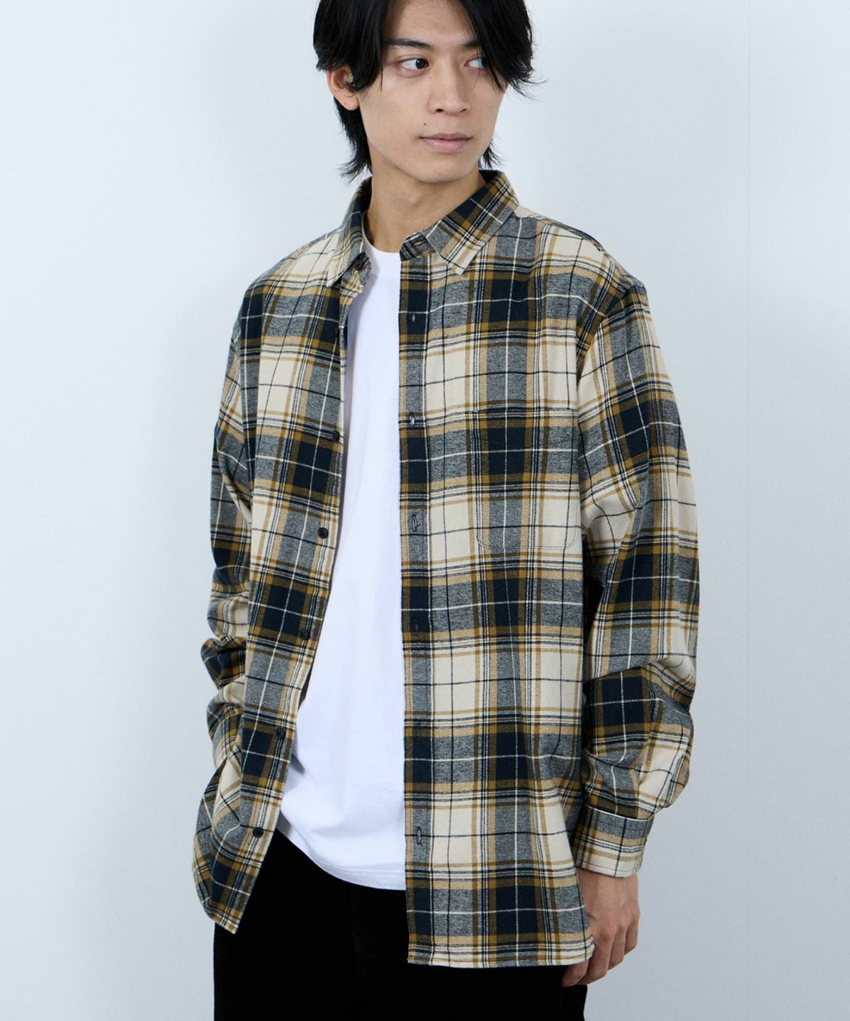 NAVY ソフトフランネルシャツ メンズ