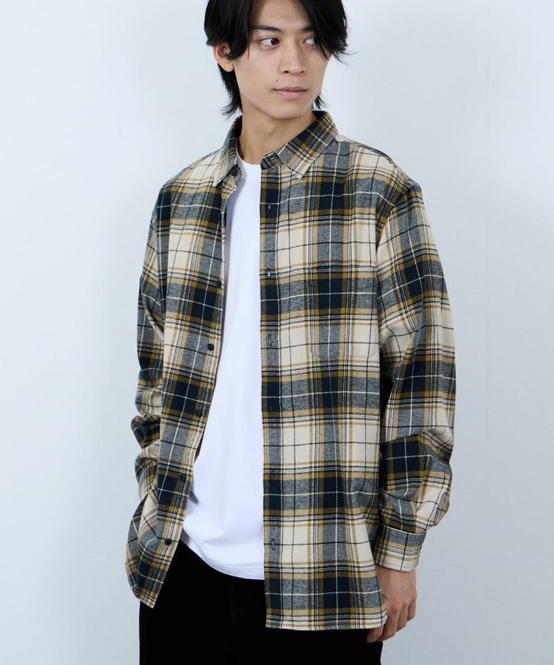 NAVY  ソフトフランネルシャツ メンズ商品画像-25