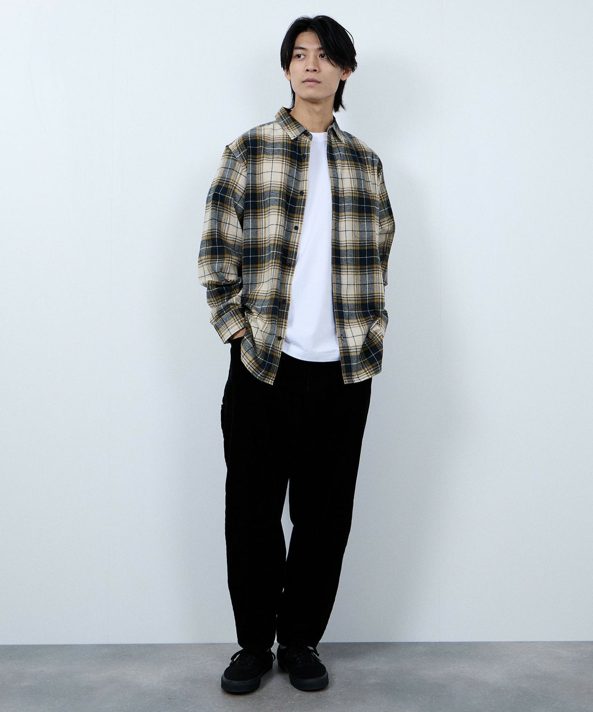 NAVY ソフトフランネルシャツ メンズ