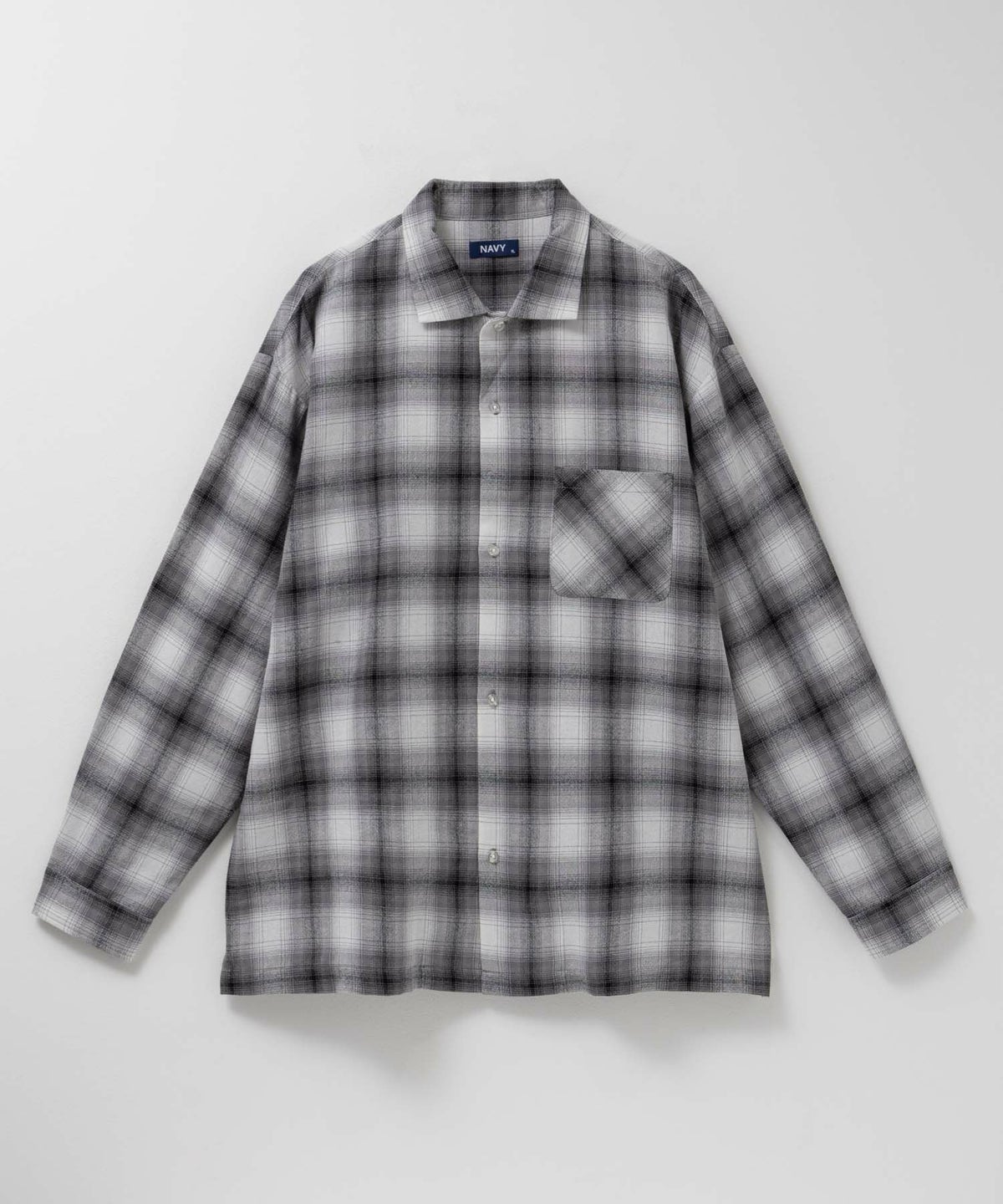 NAVY オンブレチェックレギュラーカラーシャツ メンズ