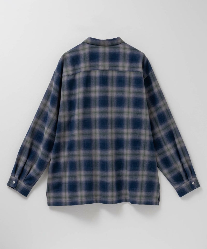 NAVY  オンブレチェックレギュラーカラーシャツ メンズ商品画像-4