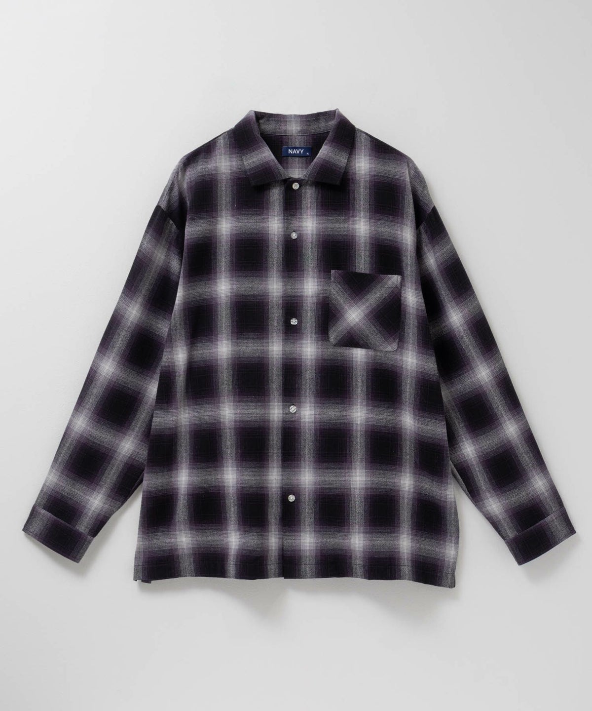 NAVY オンブレチェックレギュラーカラーシャツ メンズ