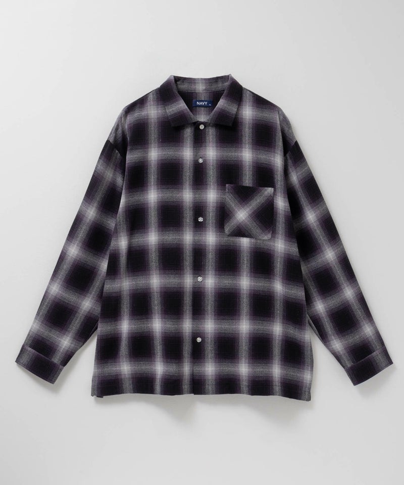 NAVY オンブレチェックレギュラーカラーシャツ メンズ商品画像-5