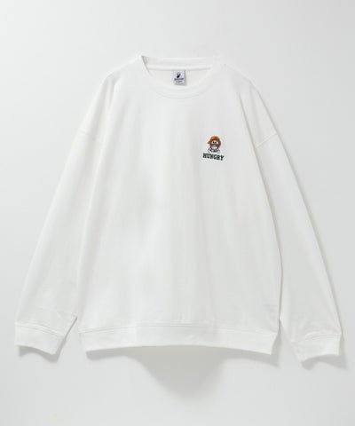 ひげスラブ天竺長袖Tシャツ メンズ