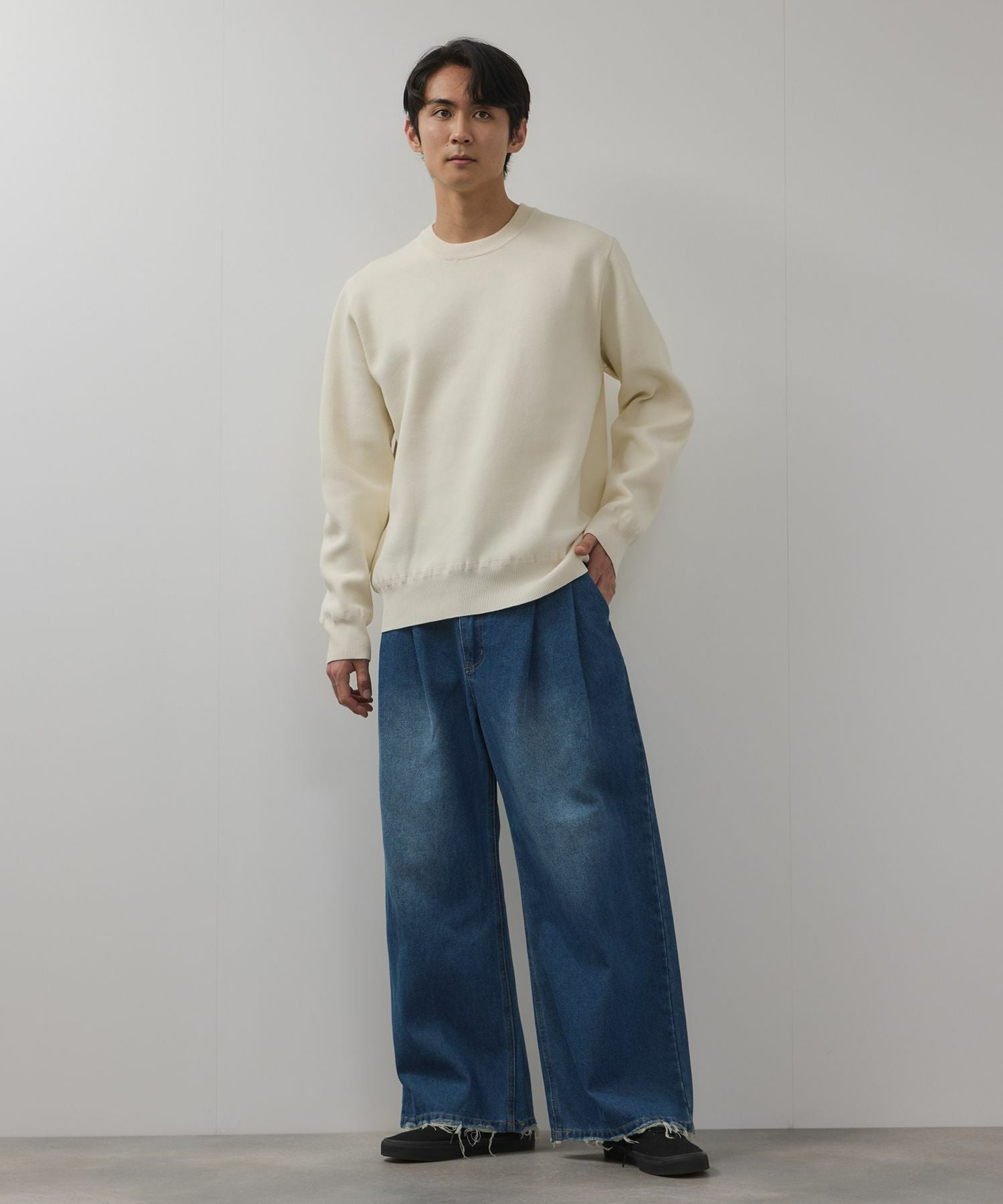 デニムツータックワイドパンツ メンズ