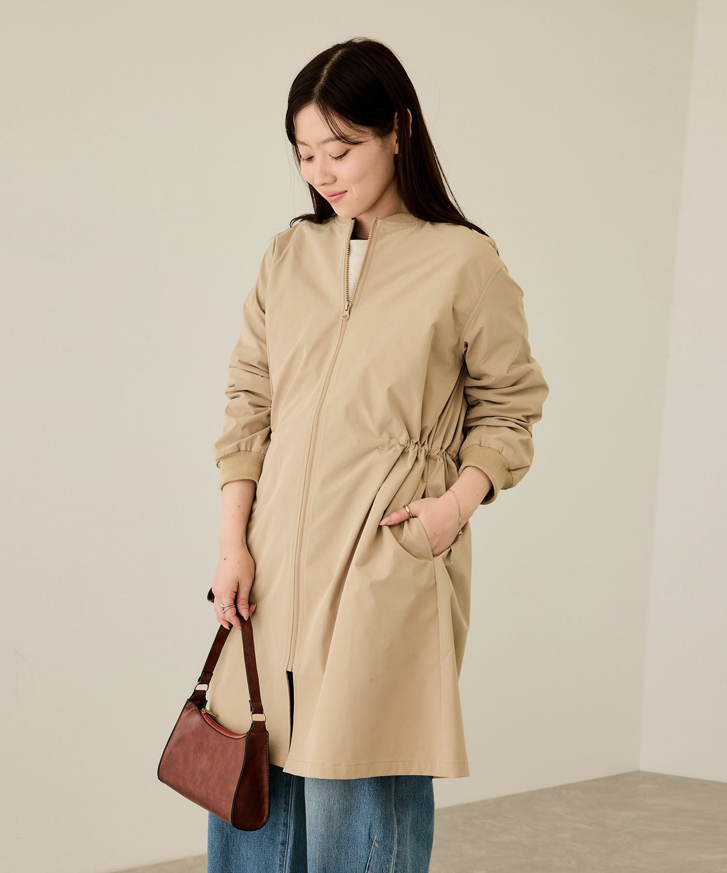 【新品】23区 ブルゾン　ベージュ　 38サイズ レディメイド LADYMADE タックボリュームスリーブZIPブルゾン