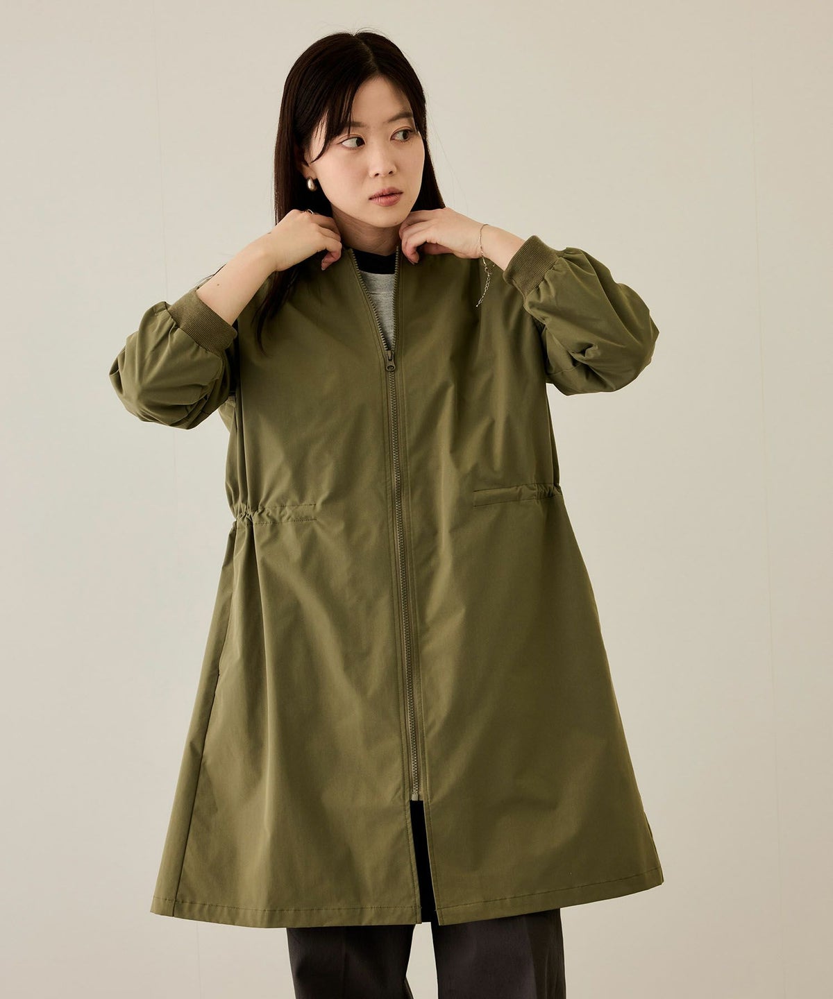 nAvy リブロングブルゾン レディース