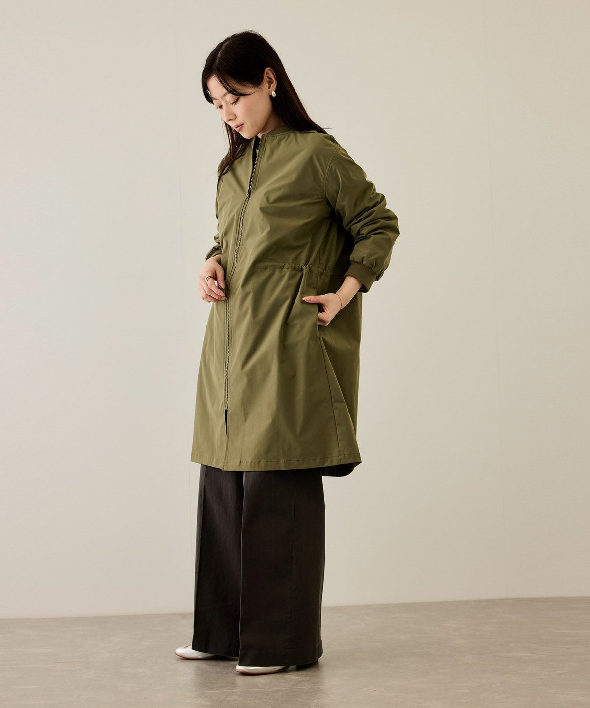 nAvy リブロングブルゾン レディース