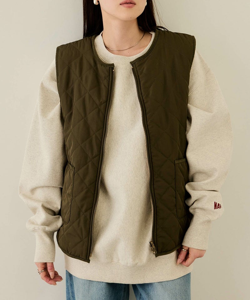 NAVY  ボア×タフタリバーシブルベスト レディース商品画像-3