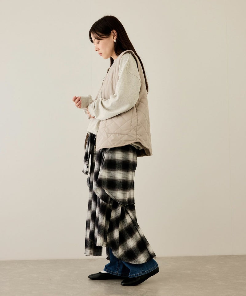 NAVY ボア×タフタリバーシブルベスト レディース商品画像-8