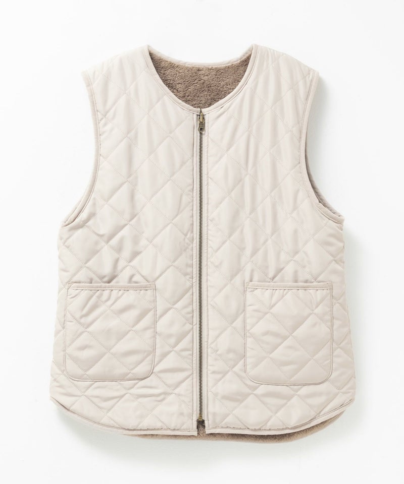 NAVY ボア×タフタリバーシブルベスト レディース商品画像-16