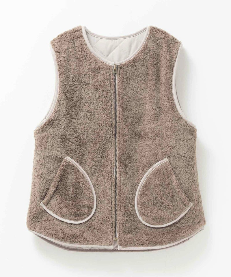 NAVY  ボア×タフタリバーシブルベスト レディース商品画像-22