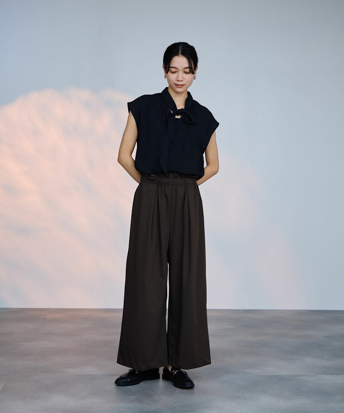 milli de l'air 2WAYフレンチボウタイブラウス レディース